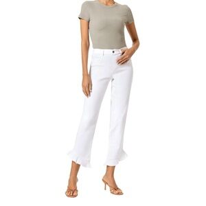Hue Cream Pull On Skimmer Ruffle Hem Stretch Jeans Sz M